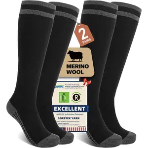 Merino Wool Compression Socks for Women Men (2/3 Pairs) Knee High Winter Thermal Thick Warm for Nurse Pregnant Travel