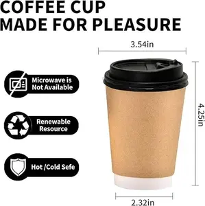 Customizable Disposable Paper Cup Set - Single-Layer and Double-Wall Insulated Hot Beverage Cups with Lids, Ideal for Coffee Supplies and Everyday Kitchenware Use