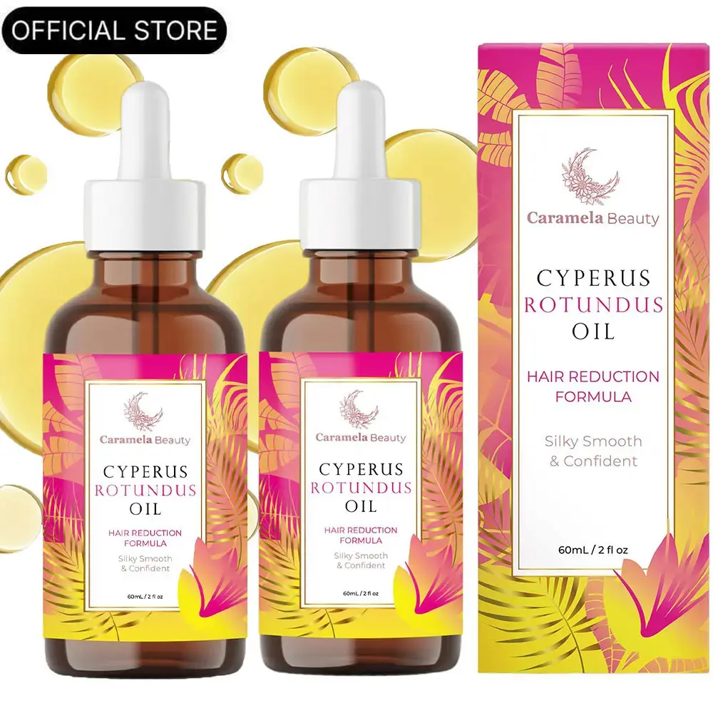 2 Bottles Caramela Beauty Cyperus Rotundus Oil - 60ml Natural Cyperus Rotundus Oil For Hair Removal, Moisturizing & Soothing Cyperus Oil For Reducing Body Hair Growth, Hair Removal Oil Ideal for All Skin Types