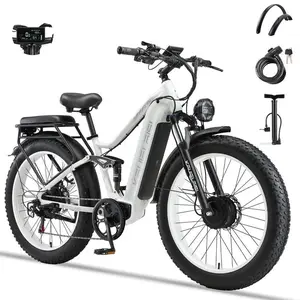 KAIJIELAISI K801 Electric Bike 45mph 60V/2100 WH 26-inch Full Suspension 6000W Peak Dual Motor Electric Mountain Bike for Riding Outdoor Sports