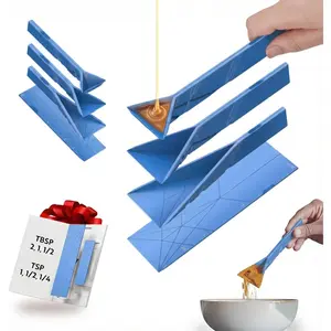 Original Flat 3-in-1 Folding Measuring Spoons 2 Spoons fold into 6 Sizes Magnetic DuraBend Tech lasts 100k+ folds LeakProof for Wet and Dry Gift Packaging for Baking Cooking Blue