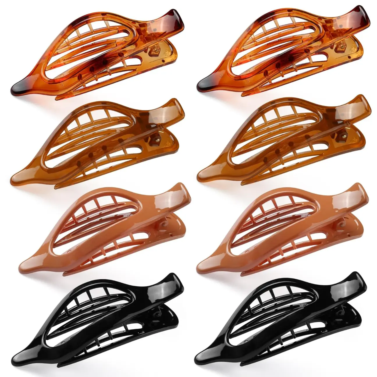 NEW! Flat Hair Clips for Women, 8 Pack French Concord Claw Clips for Thick Thin Curly Hair, Strong Hold No Slip Grip Hair Claw Clips
