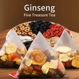 WuBao Tea - Natural Ingredients Five Treasure Tea with Turmeric, Ginseng, Wolfberry & Goji Berry for Kidney & Liver Health - Organic Herbal Beverage