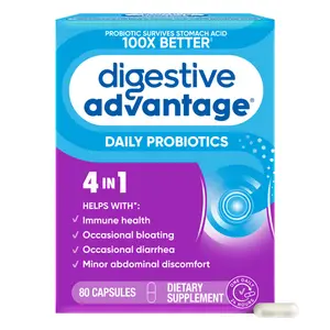 Digestive Advantage Probiotics for Digestive Health, Daily Probiotics for Women & Men, Supports Gut Health, Occasional Bloating & Diarrhea, Minor Abdominal Discomfort, & Immune Support, 80ct Capsules