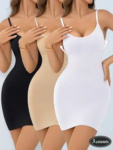 Women's Tight Bodycon Dress, Seamless Sexy Ruched Halter One-Piece Shapewear, Adjustable Straps, Full-Length Bodysuit, Spring & Fall Casual Style