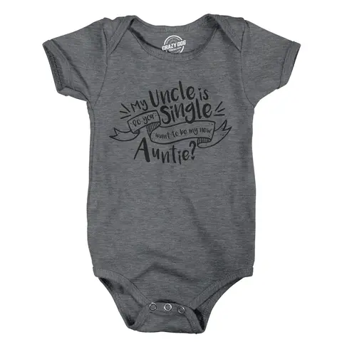 Creeper My Uncle Is Single New Baby T Shirt Funny Sarcastoc Newborn Family Cool Funny Baby Onesies Funny Uncle Onesie Novelty Onesie Dark Grey