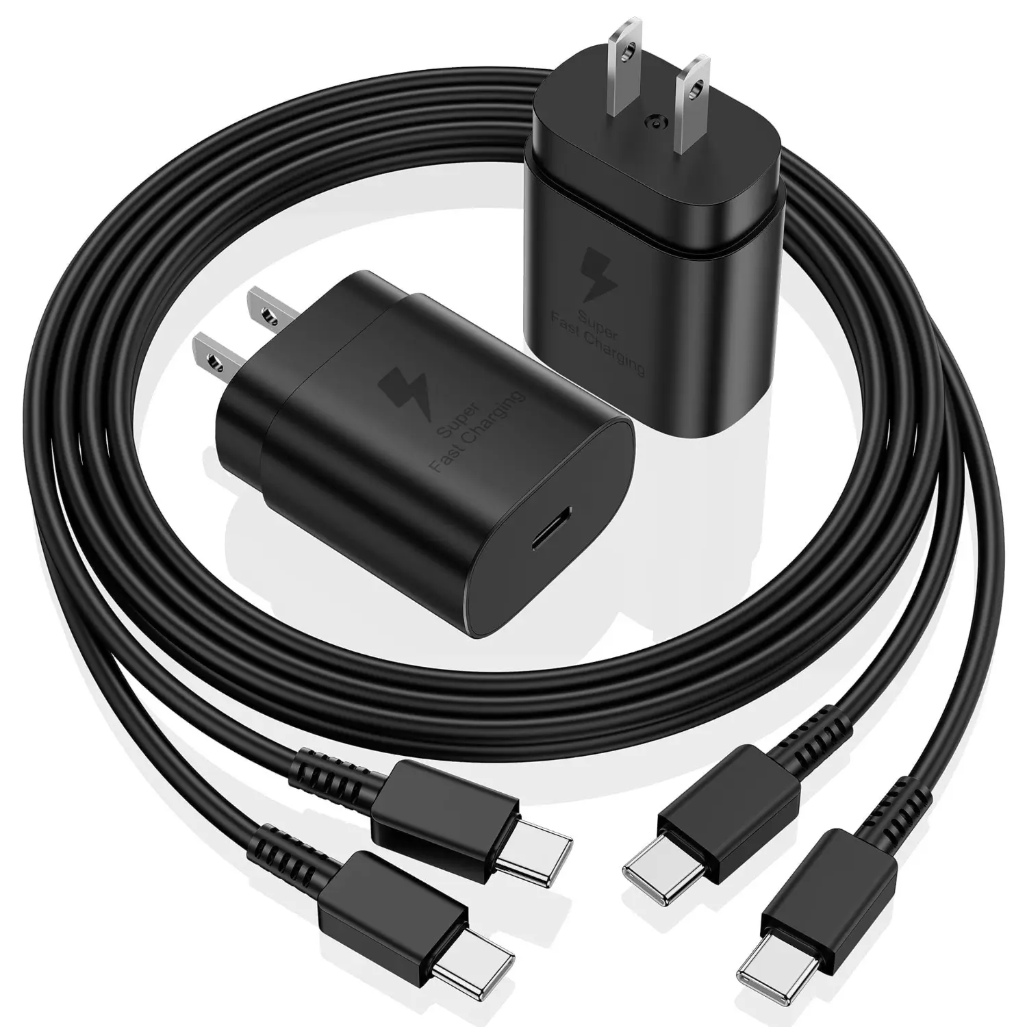 Type C Android Charger 25W, 2-Pack USB C Wall Charger Block, Super Fast Type-C Charger and 6ft  Charging Cable Compatible for Samsung Galaxy S24/S23/S22/S22 Ultra, Black