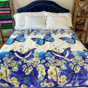 Blue Butterfly King Size Blanket