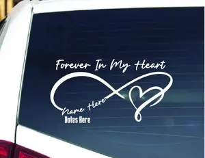 In Memory Decal, Memorial Infinity Symbol Custom Car Vinyl Decals, In Loving Memory Sticker 12