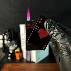 Poker Lighter, Green Flame Ace Lighter, Jet Torch Lighter, Butane Lighter, Cool Lighter, Windproof Love Unique Design, Alloy Material, Suitable For Outdoor, Indoor, BBQ, Candle, Unisex Gift (Must add butane gas to ignite) (Butane gas is not included in th