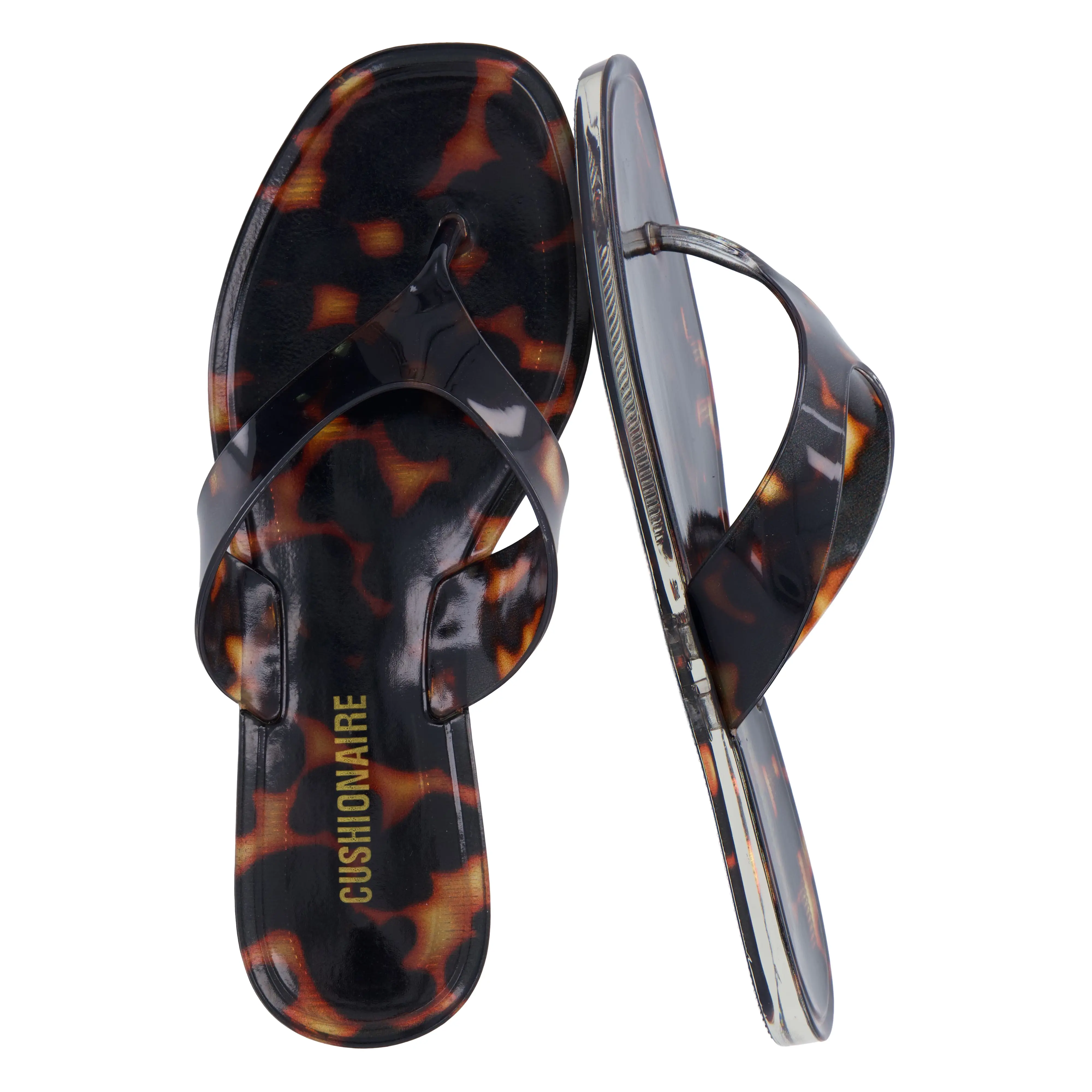 Cushionaire Tropic Thong Jelly Flip Flops For Women | Square Toe Jelly Sandals With Wide Strap Design | Lightweight Summer Flip Flops For Everyday Outfits