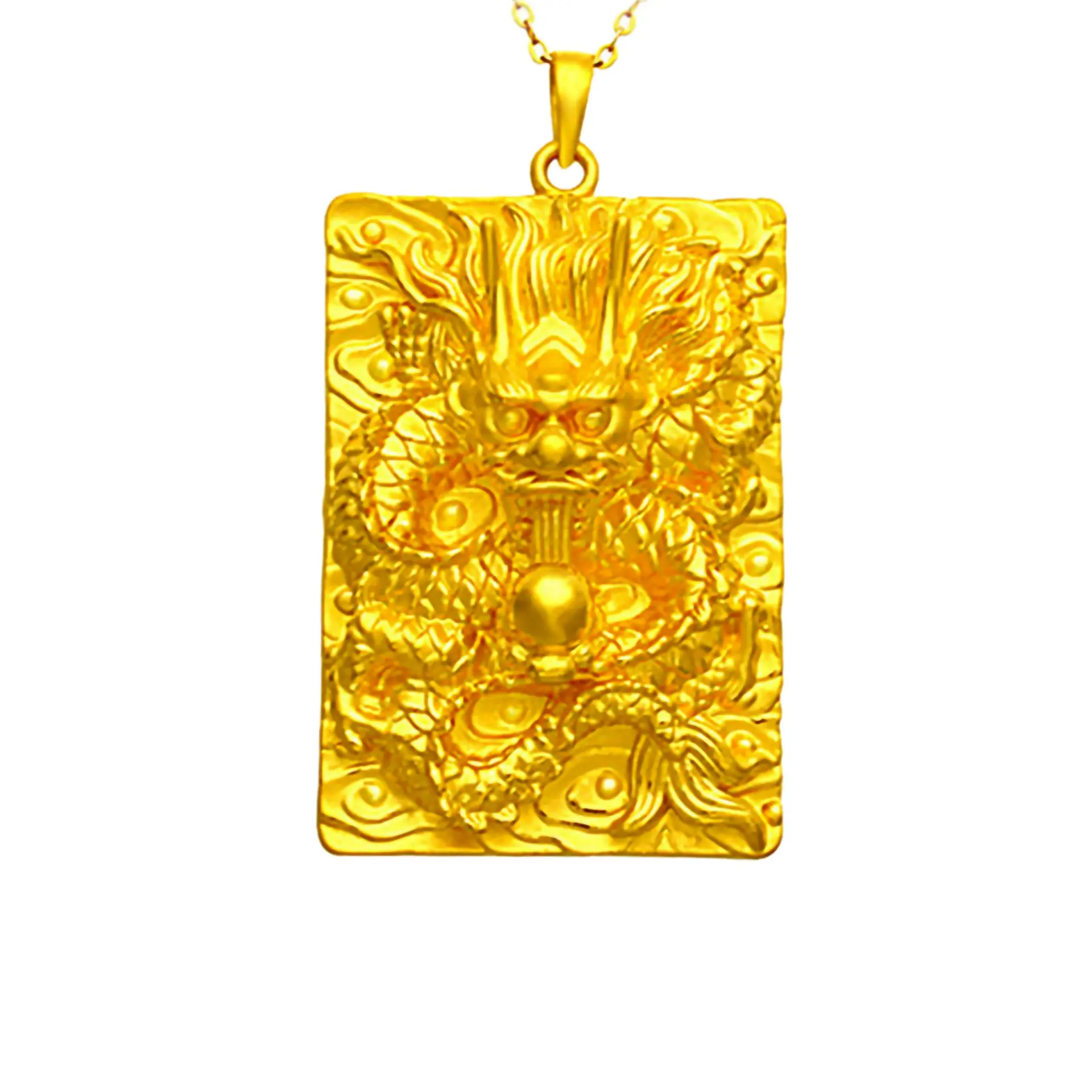 40mm by 65mm 46g Trendy Hip Hop Large Size 24K Gold Filled Over Copper Dragon Head Pendant, Men's Costume Jewelry, Internet Celebrity Style Accessory, Valentine Gift for Men (Without Chain, Free Shipping)