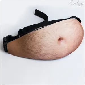 Funny Realistic Belly Print Fanny Pack, Novelty Gag Waist Bag for Party & Outdoor Daily Storage