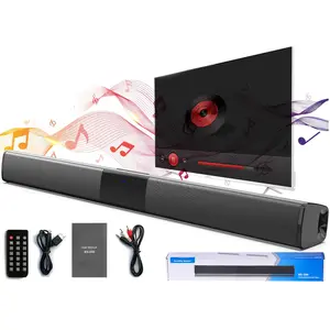 Soundbar 4 Built-in Subwoofers Wireless Bluetooth 3D Surround Sound System Home FM Radio with 3.5mm AUX Input , Remote Control, For Home Theater
