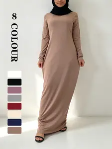 Muslim inner Dress, Solid Long Sleeve Top, Versatile Abaya Companion, 8 Colors, 5 Sizes, Suitable for All Ages, Essential for Muslim Women