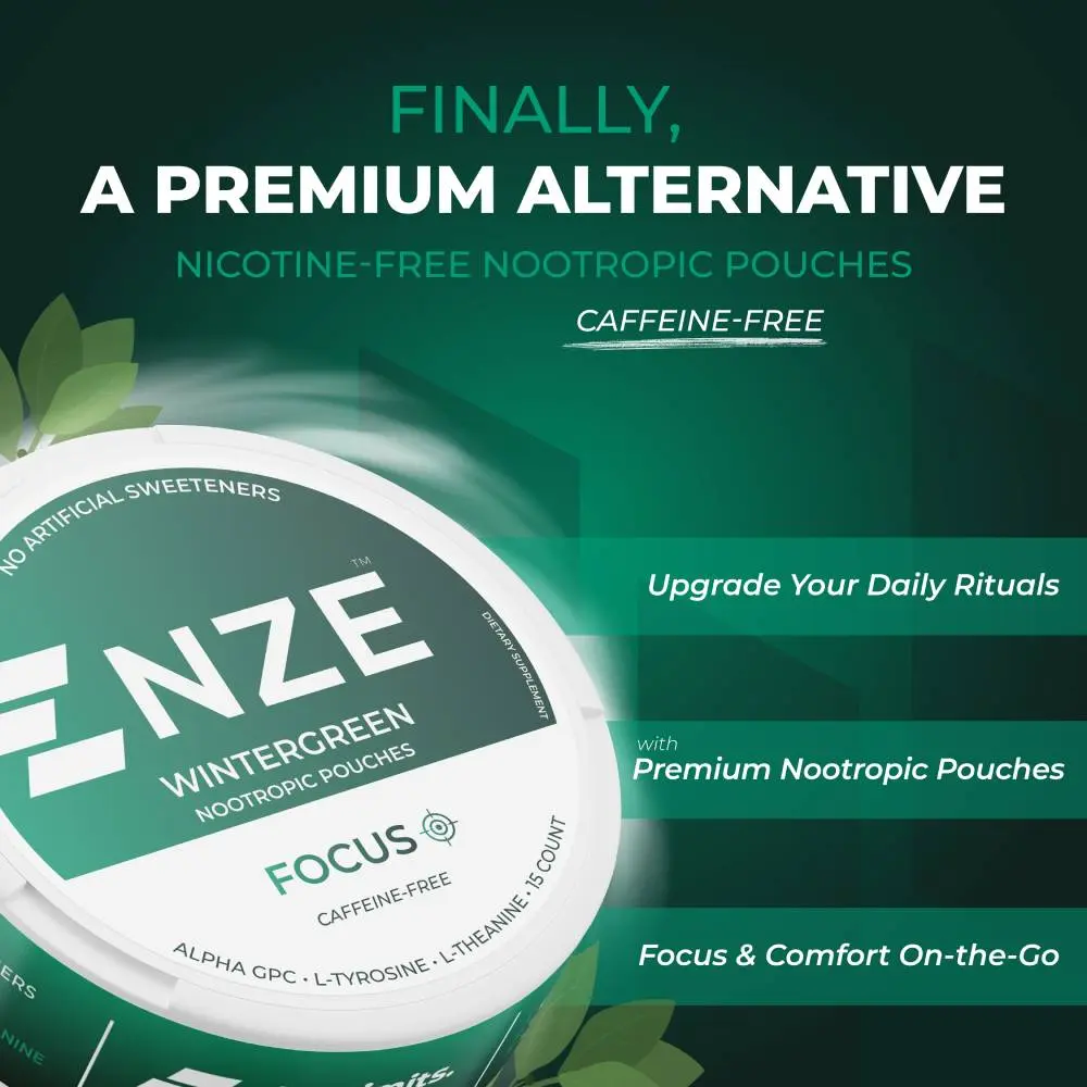 NZE Caffeine Free Nootropic Pouches - Nootropic Pouches with Alpha