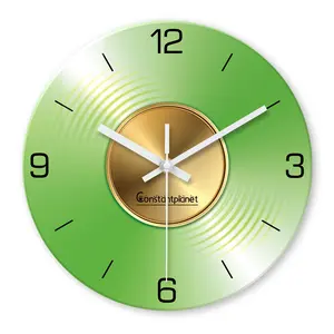 Creative Vinyl Record Glass Wall Clock, Silent Non-Ticking Battery Operated, Durable New Year Valentine Gift for Bedroom Living Room Kitchen Corridor Party Room Decor, Creative Decorative Clock