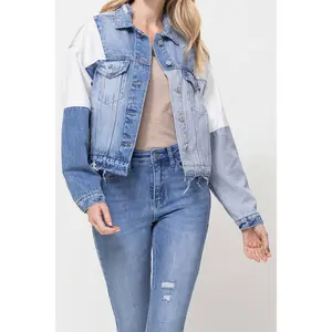 Color Blocking Patchwork Denim Jacket