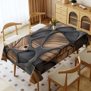 Modern Abstract Brown Black Tablecloth, Polyester Waterproof Oil - proof Washable, Thickened For Home Outdoor Use, Suitable For Housewarming Graduation Anniversary Family Camping, Cozy Homey Atmosphere