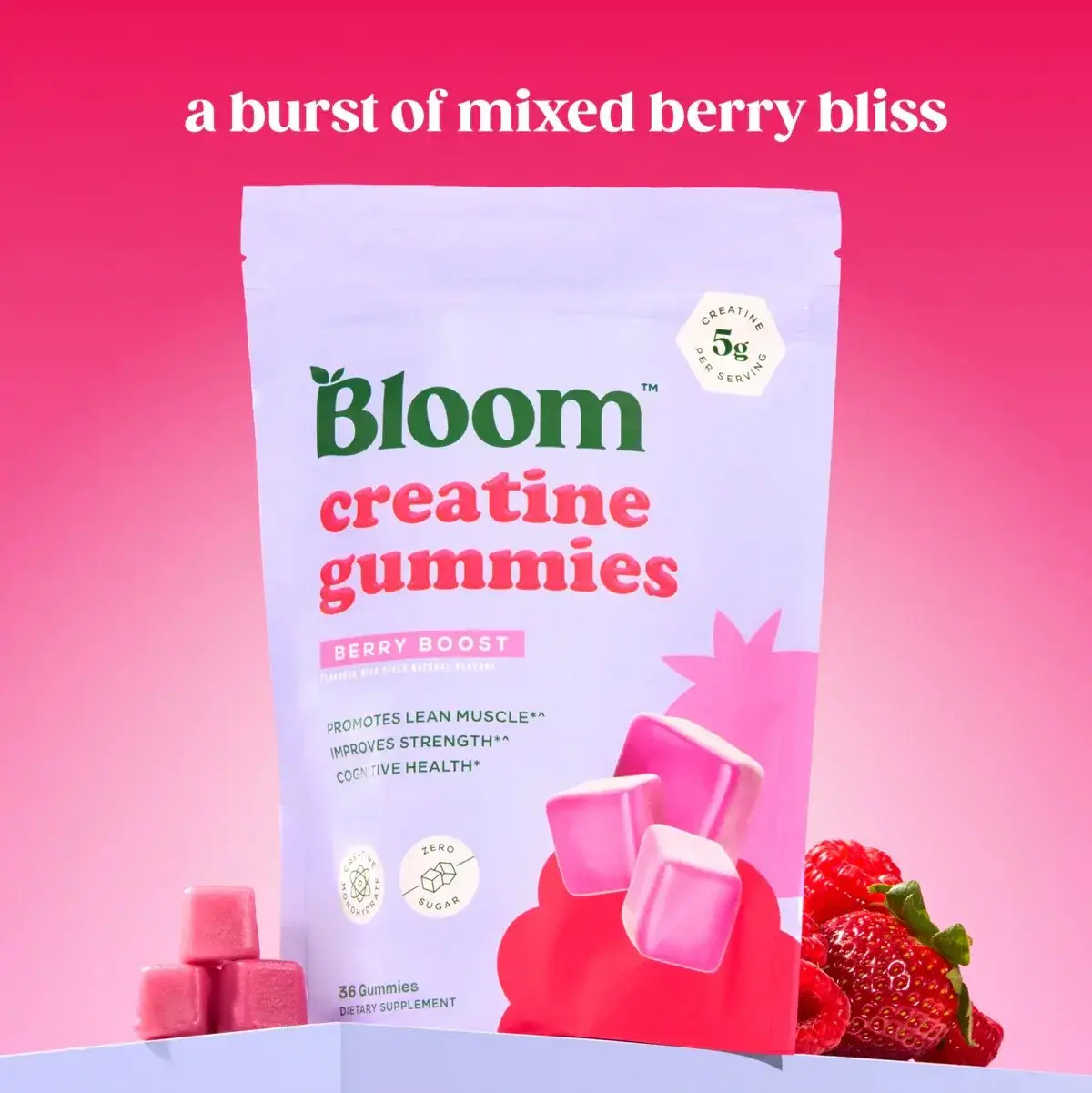 Bloom Nutrition Creatine Gummies -  Energy, Cognitive Health & Post-Workout Muscle Recovery Promotes & Muscle Improves - Creatine for Women