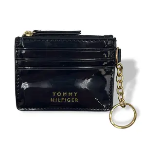 Tommy Hilfiger Mini Top Zip Card Case Navy Sleek Everyday Organization with Multiple Card Slots & Gold-Tone Hardware