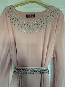 Elegant Beaded Chiffon Evening Gown with Crystal Belt