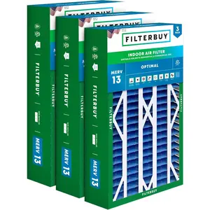 Filterbuy 16x28x6 Air Filter (3-Pack), Pleated MERV 13 Optimal Defense HVAC AC Furnace Air Filters for Aprilaire Space-Gard 401 / 2400 & Lennox