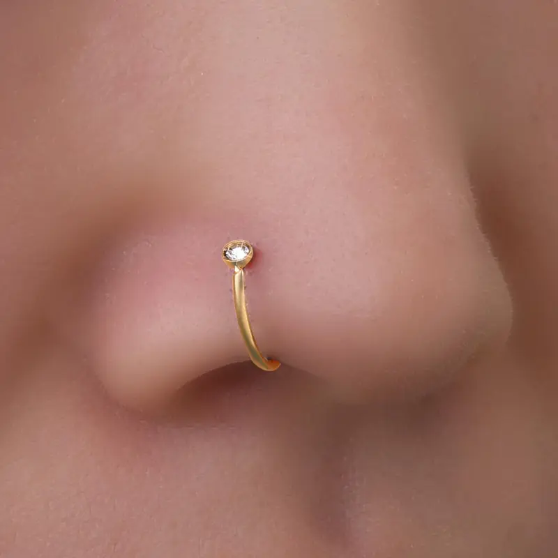 Unisex Elegant Rhinestone Minimalist Nose Ring, Exquisite Trendy Nose Ring, Septum Rings, Septum Pierced Ring, Fashionable Body Jewelry Accessory for Daily & Party Decoration, Septum Piercing