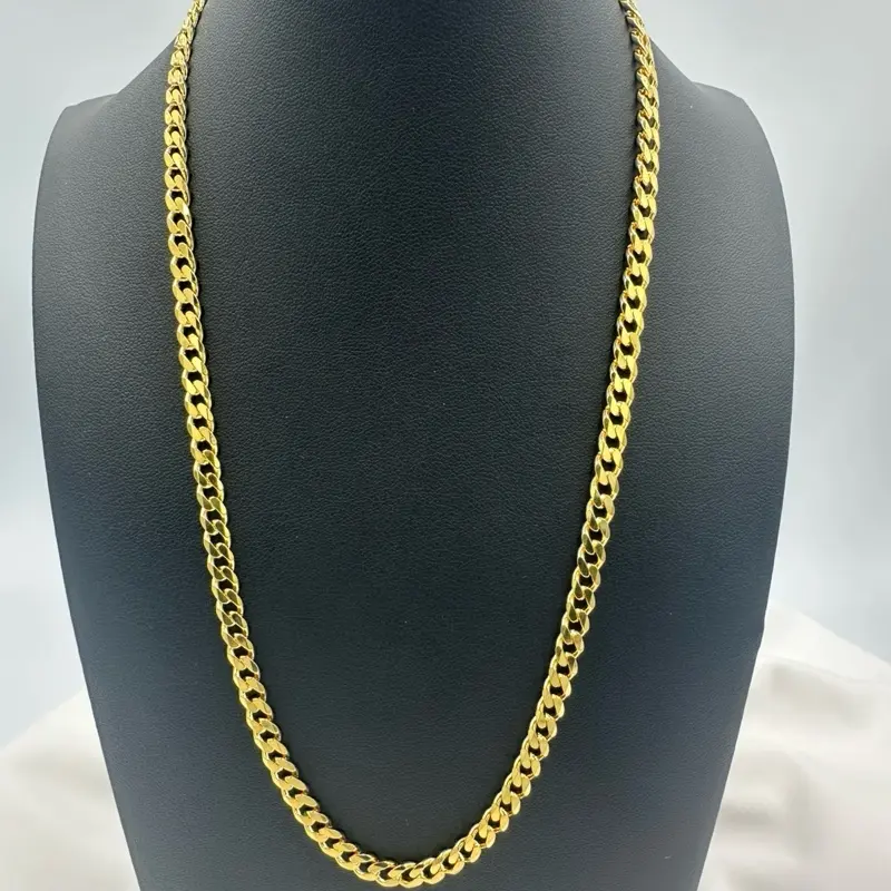 20in 5.36mm Golden Cuban 14k over 925 Sterling Silver (SG-150)