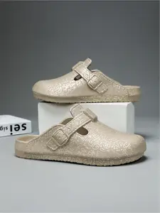 Women's Soft Toe-Cap Slides: Adjustable Strap + One-Piece Molding, Home/Outdoor Dual-Use Shoes Footwear, Slippers Indoor