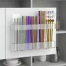 9.5 inch Large Acrylic Straw Organizer for Cabinet Doors is a reusable stick on storage holder with strong adhesive a space saving kitchen accessory for countertops and cupboards Clear