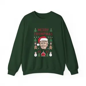 Merry Trumpmas Sweatshirt - Unisex Christmas Jumper, Holiday Pullover, Funny Xmas Gift for Him or Her, Festive Trump Apparel
