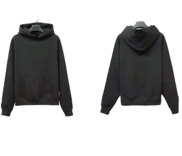 Menswear Plain Hooded Sweatshirt, Minimalist Fitted Long Sleeve Pullover, Casual OOTD Fashion Apparel in Beige, Longsleeves Stylish Tops Black, Simple Plain, Cotton