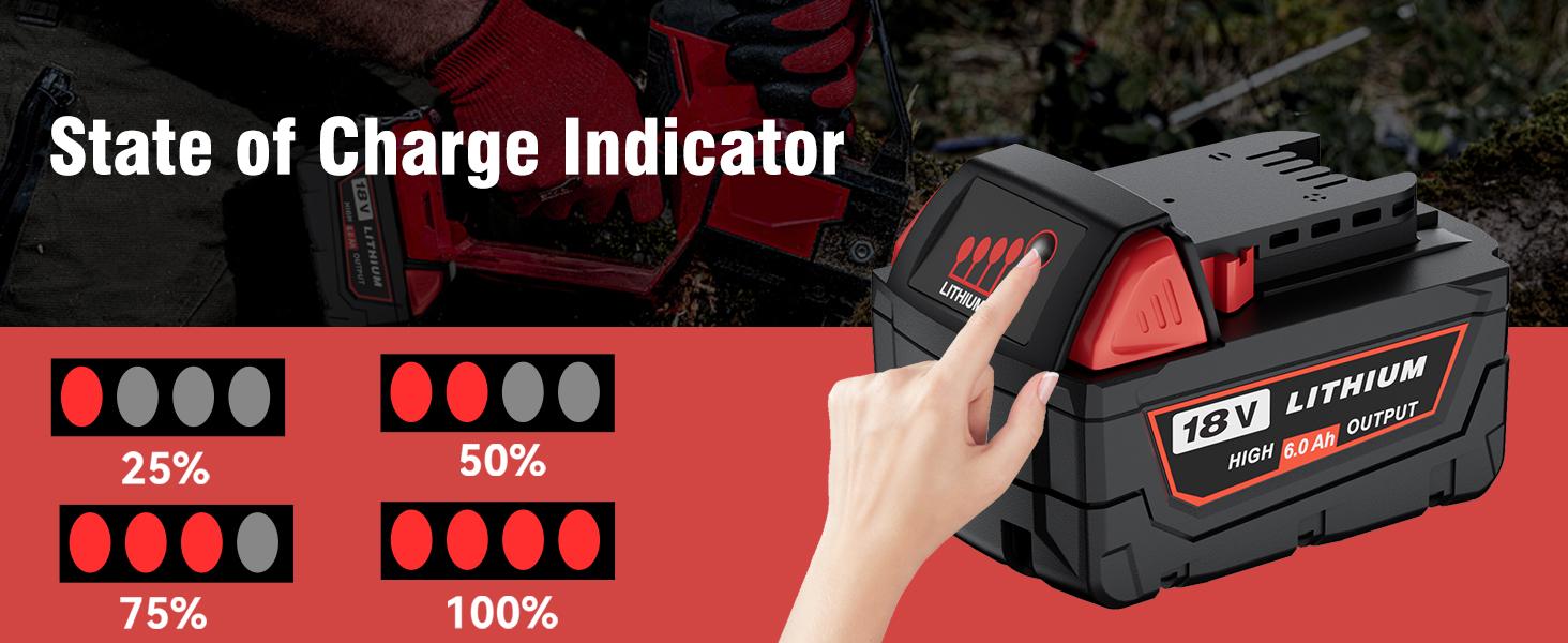 2Pack 6.0Ah Replacement for Milwaukee M-18 Battery Compatible with Milwaukee 18V Battery 48-11-1862 48-11-1852 48-11-1882 18 Volt Batteries Cordless Power Tools