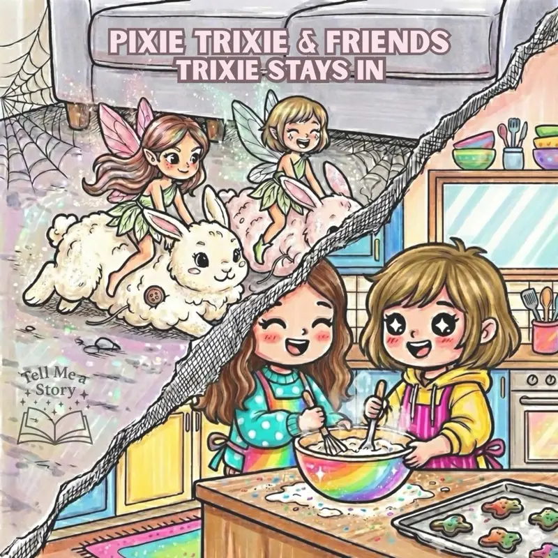Pixie Trixie & Friends:Trixie Stays in - Tell Me a Story Coloring Books- introductory to Trixies character- First book in character series