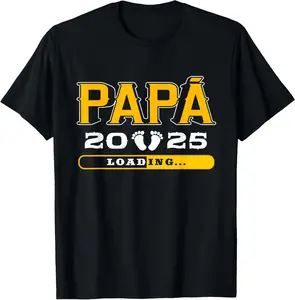 Men's Letter "Dad 2025 Loading Loading First Father's Day" Print Round Neck Tee, Regular Fit Casual Short Sleeve T-shirt For Summer, Men's Top For Daily Outdoor