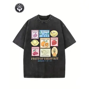 [Vintage Christian T-Shirt] Vintage Christian Spiritual T-Shirt for Men - Heavyweight 230gsm, Fruit of the Spirit Bible Traits