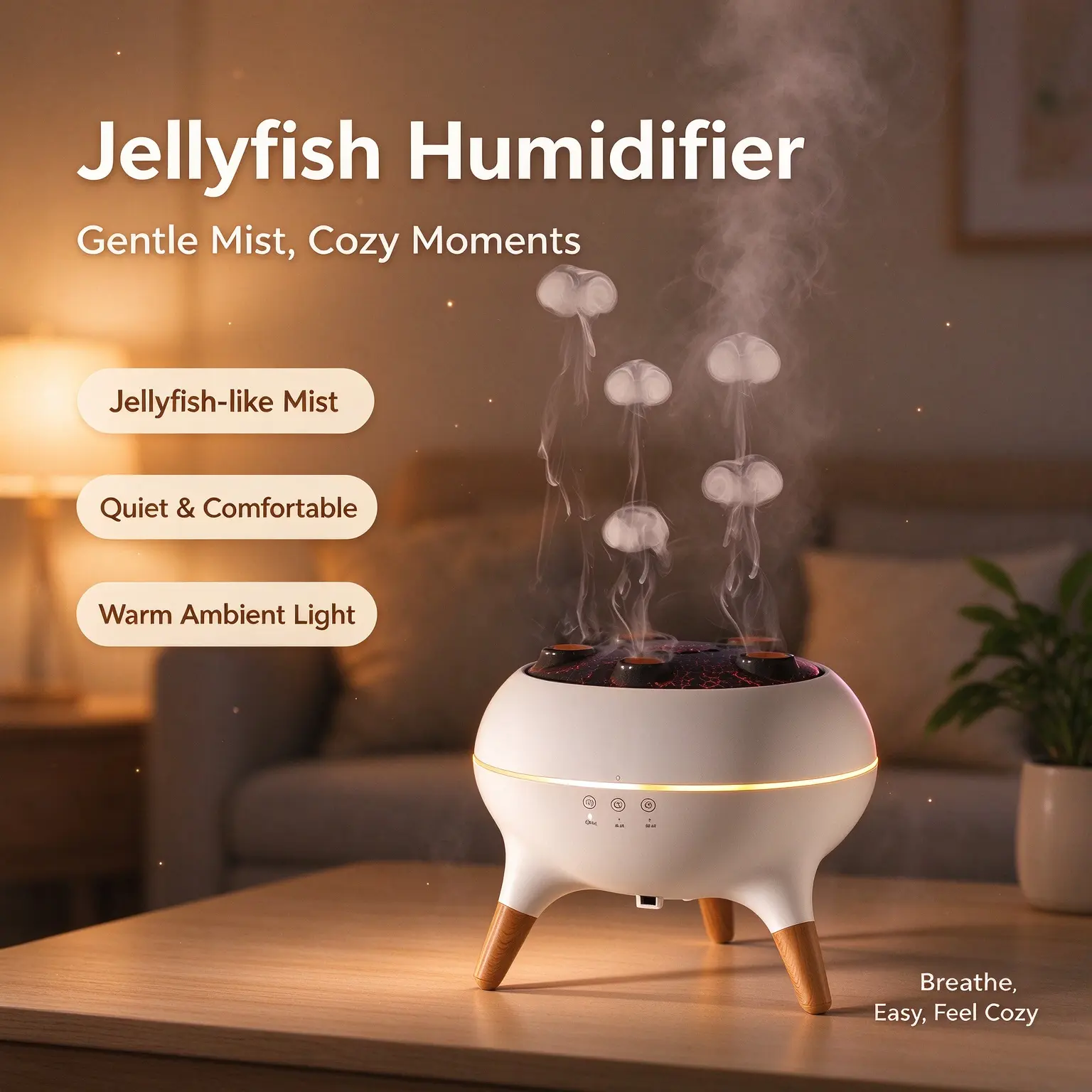 Jellyfish Volcano Aroma Humidifier | Multi-Spray Large Fog Humidifier with Remote Control & Sound Activated Sensory Effect, and LED Lights, Remote Control,Plug in for Bedroom,Office,Drawing room