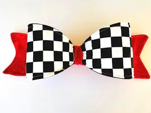 Red Velvet Checkered Large Fabric Bow