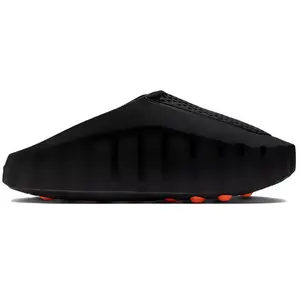 Black Thick-Soled Massage Slides, Orange Spherical Outsole, Breathable Fabric Upper, Pre-Game Recovery Tech Mules