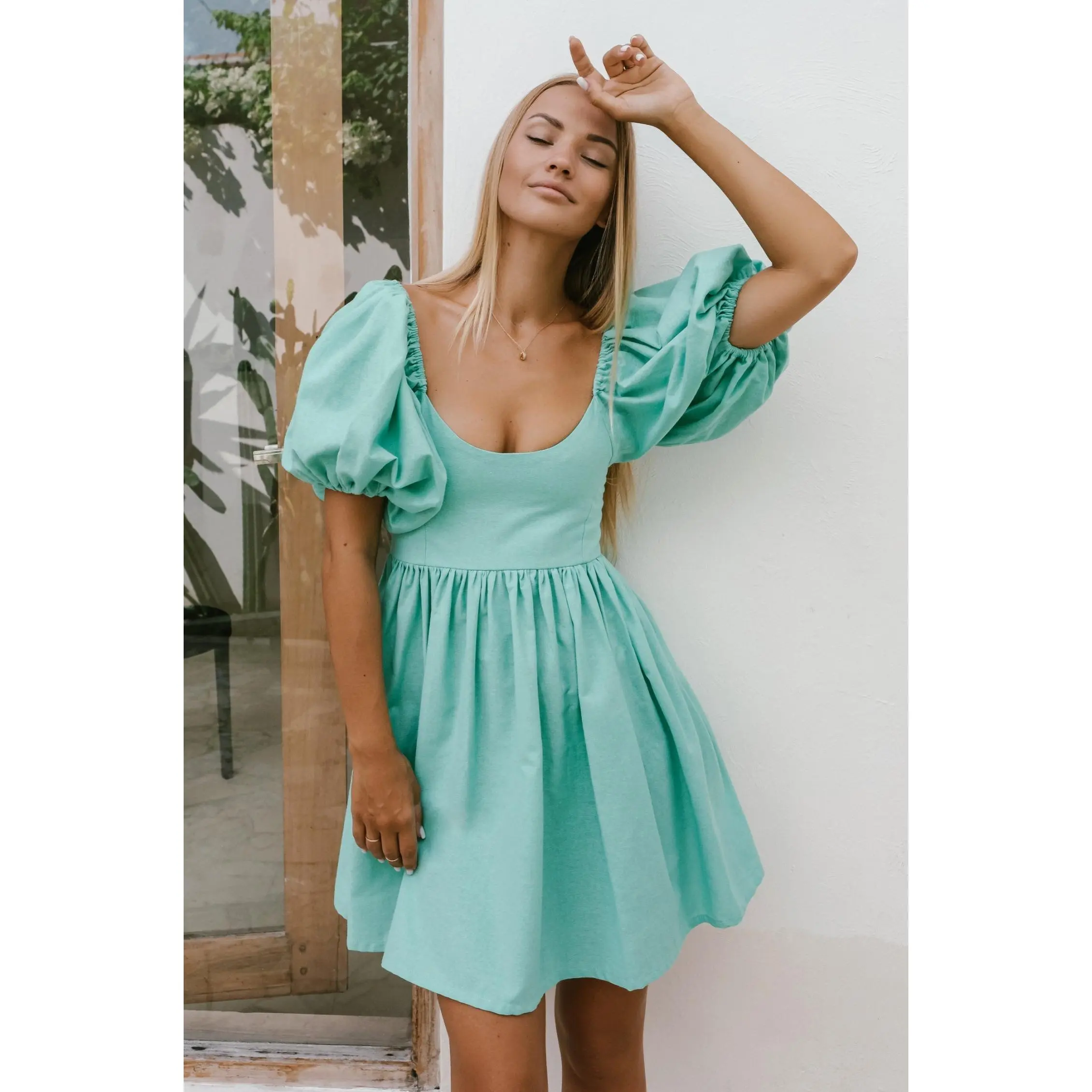 Strawberry Fields Puff Sleeve Mini Dress - Tosca