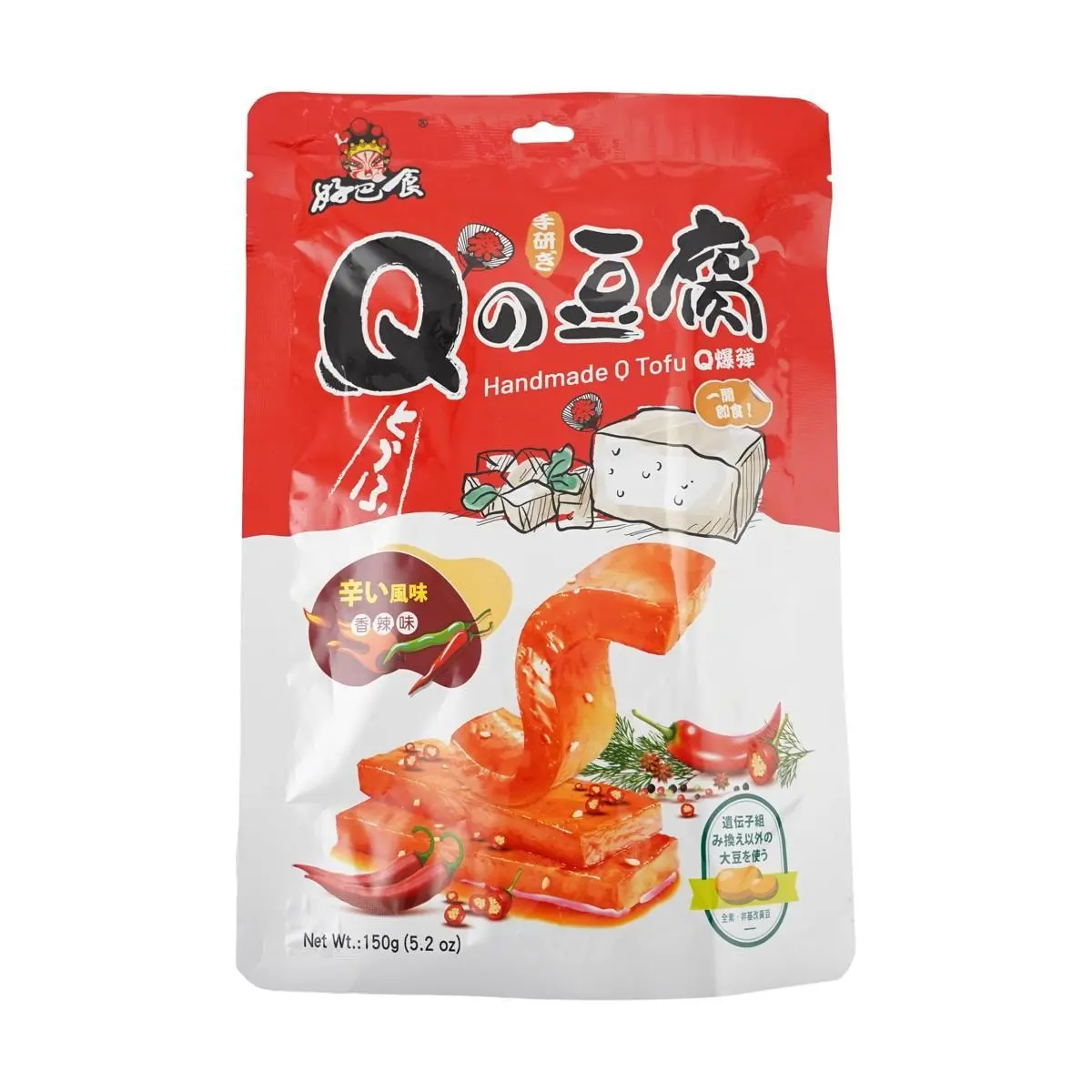 HAO BA SHI Spicy Crispy Tofu Jerky Snack - 150g, Savory & Chewy Flavor