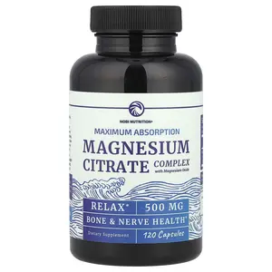 Nobi Nutrition Magnesium Citrate Complex with Magnesium Oxide, Maximum Absorption, 500 mg, 120 Capsules