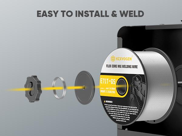 HZXVOGEN Flux Core Welding Wire .030 & .035, E71T-GS Low Splatter 2-Pound Spool Gasless Mild Carbon Steel MIG Welding Wire(2 Pack)