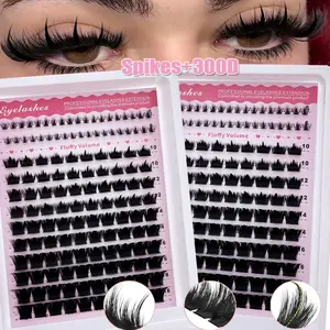 Spikes+300D+lower/200D/60D Eyelashes, Lash Clusters Long 6-18mm Lash Spikes, Lower Eyelashes D/DD, Volume Individual Lashes, Volume Focused Lashes, DIY Spiky Lash Extension, Thick Volumized False Eyelashes