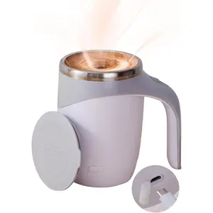 JN Automatic Stirring Coffee Mug, Rechargeable Stainless Steel Travel Coffee Mug for Office Use, White