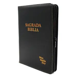 Biblia Dios Habla Hoy Catolica con letra grande, Cierre, Indice, Semil Piel en color negro con libros Deuterocanonicos