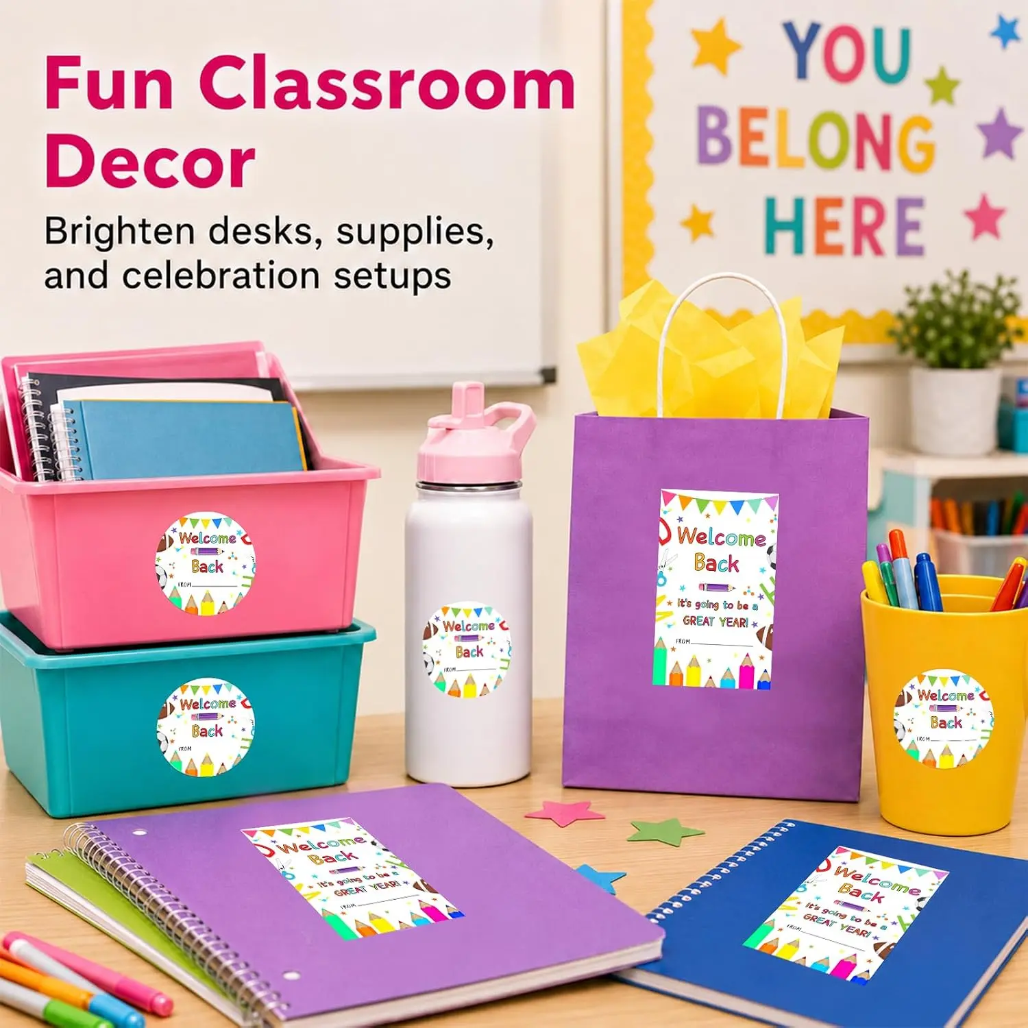 40 Pcs Back to School Treat Tag Stickers, Welcome Back Student Gift Goodie Bag Labels, Teacher Supplies Classroom Rewards, First Day of School Favor Tags for Kids