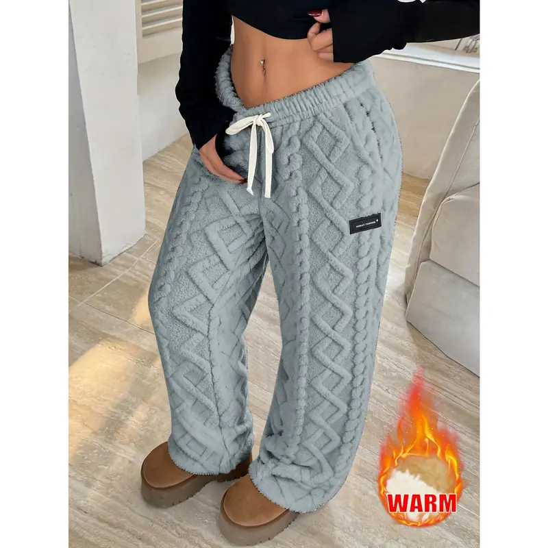 Women's Winter Casual Fleece-Lined Pants with Drawstring Waist | Suitable for Home Wear & Outdoor Leisure