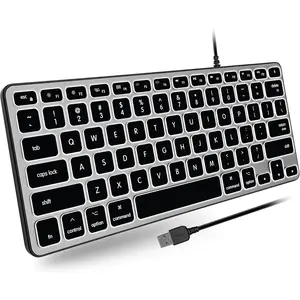 Backlit Wired Keyboard for  | Compatible  Keyboard (Small and Compact) Comfortable  Day Typing USB Keyboard for MacBook Pro/Air, iMac,  Mini/Pro (Space Grey)